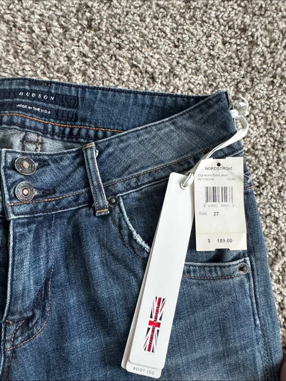 NWT Hudson Signature Bootcut Jeans Flap Pocket Medium Wash Size 27 - Picture 2 of 9